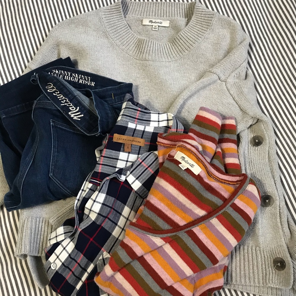 Madewell LOT of skinny high riser jeans & sweaters